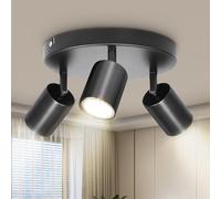 Dehobo Ceiling Spotlight Indoor in Matt Black - 3 Adjustable Spot Lights GU10 Industrial 3 Way Light Ceiling Spot Light for Kitchen Lounge Bedroom Dining Room