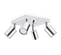 Dehobo Ceiling Spotlight Indoor in Polished Chrome, Kitchen Lights Ceiling GU10 Modern Spot Lights Ceiling Lights with Square Plate, 4 Way Ceiling Light for Kitchen Lounge Bedroom Dining