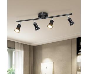 Dehobo Ceiling Spotlight Rotatable - Matte Black 4 Way GU10 LED Ceiling Light 350° Swivelling Adjustable Modern for Kitchen Living Room Bedroom, No Bulbs