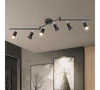 Dehobo Ceiling Spotlight Rotatable - Matte Black 6 Way GU10 LED Ceiling Light 350° Swivelling Adjustable Modern for Kitchen Living Room Bedroom, No Bulbs