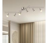 Dehobo Ceiling Spotlight Rotatable - Matte Nickel 6 Way GU10 LED Ceiling Light 350° Swivelling Adjustable Modern for Kitchen Living Room Bedroom, No Bulbs