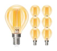 Dehobo E14 LED Filament Bulbs, 2700K Warm White, 4W (Equivalent 40W), Amber Glow, Retro LED Filament, 2700K Warm White Light, Non-Dimmable, Pack of 6
