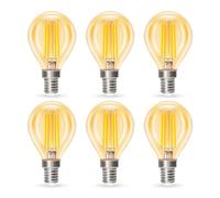 Dehobo E14 LED Filament Bulbs, 4000K Natural White, 4W (Equivalent 40W), Amber Glow, Retro LED Filament, 4000K Natural Light, Non-Dimmable, Pack of 6