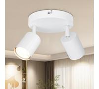 Dehobo Gu 10 Led Ceiling Light With 2 Spotlights, 350 Swivel, Modern Design, Round White, Indoor Wall For Kitchen, Living Room