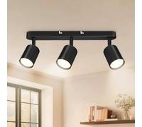 Dehobo GU10 Adjustable Ceiling Spotlight - 3 Spots LED Ceiling Light - Black - Modern LED Interior Ceiling Light for Kitchen, Living Room, Bedroom, Without Bulb