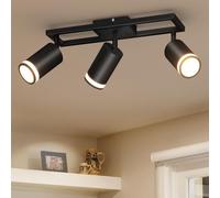 Dehobo LED Kitchen Ceiling Lights GU10, Black Ceiling Spotlights 3 Flames Swiveling 350°, Ceiling Light Bar Spotlight for Kitchen Bedroom Living Room, No Bulbs