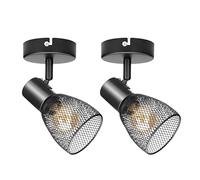 Dehobo Modern Matt Black Metal Spotlights, 2x60W E14, 350° Rotatable & 90° Tiltable, Rust Resistant, Indoor Use, Kitchen, Bedroom, Dining Room, Living Room, 9*11cm