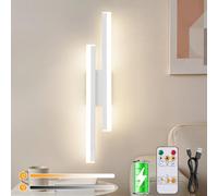 Dehobo Rechargeable Wall Light Indoor, Battery Operated Wall Light, 3 Color Temperatures Dimmable Wall Scone Modern, Acrylic 4400mAh Wireless Wall Lamp for Living Room, Bedroom, Staircase, White