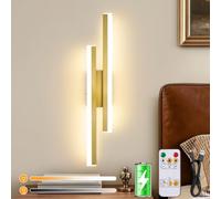 Dehobo Rechargeable Wall Light Indoor with 3CCT, Gold Battery Wall Light