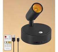 Dehobo Rechargeable Wall Lights 350° Rotatable with Remote - Magnetic Wireless Battery Led Spot Lights 4000mAh with Timer - Spotlight 3 Color Dimmable for Plant Artwork Picture, 1 Pack