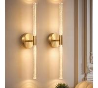 Dehobo Rechargeable Wall Lights Indoor 8000mAh with Bubble Acrylic Tubes | Battery Operated Wall Lights 3CCT Set of 2, Gold Wireless Wall Lamps 60CM Dimmable with Remote & Timer for Living Room