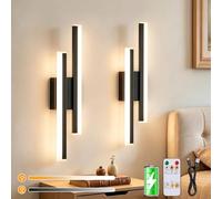 Dehobo Rechargeable Wall Lights Indoor Set of 2, Wireless Wall Lamp, Black