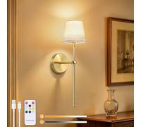 Dehobo Rechargeable Wall Lights with Fabric Shade, LED Wireless Wall Lamps