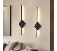 Dehobo Rechargeable Wall Sconce Lights 6600mAh, Battery Operated Wall Lights 3 Color Temperature, Wall Lamp Dimmable 60CM, Wireless Wall Light with Remote Control Black for Living Room Bedroom 2 Packs