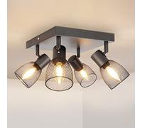 Dehobo Spot Light Fittings for Ceilings Adjustable Metal Mesh Shade Kitchen Lights Ceiling Spotlights with E14 Base Black 4 Way Ceiling Light Industrial for Indoor Bedroom Hallway Living Room Shop