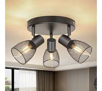Dehobo Spot Light Fittings for Ceilings Adjustable Metal Mesh Shade Kitchen Lights Ceiling Spotlights with E14 Base Black 3 Way Ceiling Light Industrial for Indoor Bedroom Hallway Living Room Shop