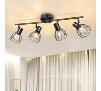 Dehobo Spot Light Fittings for Ceilings Adjustable Metal Wire Cage Kitchen Spotlight Ceiling Lights with E14 Base Black 4 Way Ceiling Light Industrial for Bedroom Hallway Living Room Shop