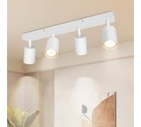 Dehobo Spotlight Rails and Rails, Double GU10 Modern Adjustable Ceiling Spotlights, Matt White, Without Bulbs, Ceiling Light 4 Spotlights for Kitchen, Bedroom, Living Room, Hallway, Dining Room