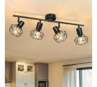 Dehobo - Vintage E14 - Adjustable Ceiling Spotlight Ceiling Light -LED Kitchen 4 Spots Black Industrial Ceiling Light for Kitchen, Bedroom, Living Room - Without Bulbs
