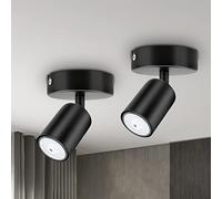 Dehobo Wall Light Spotlight Indoor in Matt Black Adjustable Spot Light with GU10 Socket LED 6W Compatible Industrial Ceiling Wall Spot Light 2 Pack for Kitchen Lounge Bedroom Dining Room