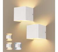 Dehobo Wall Sconce LED Indoor, Matt White Wall Light USB Rechargeable 1.5W 3 Color Temperature Brightness Adjustable, Modern Battery Operated Wall Lamps for Bedroom Stairs Hallway - 2 Pack