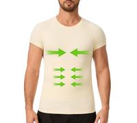 DEHORU Men’s Compression Shirt Slimming Body Shaper Short Sleeve Compression Top Undershirt Tummy Control Waist Trainer