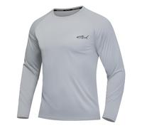 DEHORU Men’s Rash Guard UPF 50+ Sun Protection UV Shirt Quick Dry Long Sleeve Tshirts Moisture Wicking Swim Tops for Sport Running Hiking Fishing(LG 2XL) Light Grey