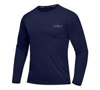 DEHORU Men’s Rash Guard UPF 50+ Sun Protection UV Shirt Quick Dry Long Sleeve Tshirts Moisture Wicking Swim Tops for Sport Running Hiking Fishing(NB L) Navy Blue