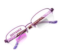 DEHOTRE Bifocal Reading Glasses for Women Clear Metal Edge Blue Light Soft Nose Pads Size 2.50