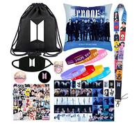 Dehott Bangtan Boys K-Pop Fan Item Set - Merch Package with Pillowcase, Gym Bag, Mask, Lanyard, Stickers, Photo Cards & More - Gift Set for Army & K-Pop Fans