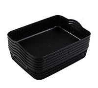 Dehouse 6-Pack Large Plastic Shallow Storage Basket Tray, Black StorageTrays for Shelves
