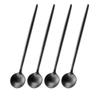 DEHOV 4 PCS 6.7 Inches Satin Black Stainless Steel 18/10 Coffee Spoons,Iced Tea Spoon,Espresso Stirring Spoon,Matte Black SS304 Teaspoons,Dessert Spoon,Long Coffee Spoons
