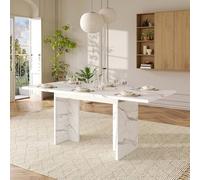 DEHUDEOUHS Extendable Dining Table, Oak Texture Foldable Tabletop, Space-Saving Wooden Table for Home, Kitchen & Dining Room