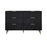 DEHUDEOUHS Six-drawer chest of drawers, sideboard, modern storage cabinet, gold handles, 15 cm off the ground.