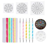 Dehumi Mandala Dotting Stencil Rock Kit Ball Dotting Include Stencil, Paint (17 Pack)