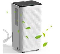 Dehumidifier 12L/D for home, 2L water tank, with digital display/3 color light/childlock, has dehumidification/drying/water full reminder/sleep mode/defrost/air purification functions.