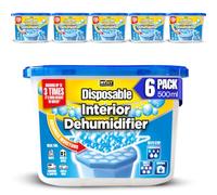 Dehumidifiers Disposable 500ML x 6Packs - Moisture Absorber Dehumidifier for Home Condensation Remover Interior Dehumidifiers, Ideal for Damp & Mould in Home, Wardrobe & Basement