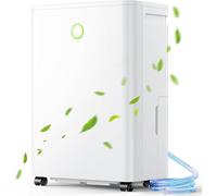 Dehumidifiers for Home, 12L/Day Dehumidifier for Bedroom with Automatic Humidity Sensor Auto Defrost 24H Timer, Continuous Drainage Ultra Quiet Dehumidifiers for Drying Clothes Damp (Pure White)