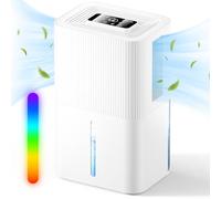 Dehumidifiers for Home,2.7L Dehumidifier for Bedroom Quiet & Touch Control Dehumidifier for Bathroom,10-Hour Timer,Auto Shut-Off & 7 Colorful LED Dehumidifiers for Wardrobe,Closet, RV(550ML/24H)