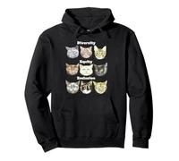 DEI Diversity Equity Inclusion Support Cats Cartoon Cute Pullover Hoodie