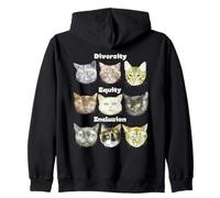 DEI Diversity Equity Inclusion Support Cats Cartoon Cute Zip Hoodie