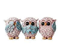 Dei tkeyts 3Pcs Owl Figurines, See No Hear No Speak No Evil Ornaments, Retro Animal Statue Decoration for Living Room, Bookshelf & Office, Crafted Owl Gifts for Friends, Colleagues and Bird Lovers