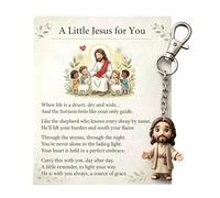 Dei tkeyts A Little Jesus for You Keychain with Pocket Hug Card, 3D A Little Jesus for You Keyring with Sentiment Card, Inspirational Religious Gift for Women, Men, Friends, and Family