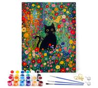 Dei tkeyts Cat Paint by Numbers for Adults, Garden Adult Paint by Numbers Canvas Kits, DIY Black Cat Canvas Wall Art for Home Decor, Unframed Animals Paint by Numbers for Adults, Cat 11.8x15.7in