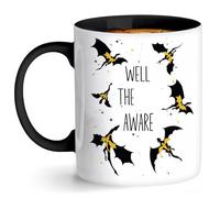 Dei tkeyts Dragon Coffee Mug Cup, Fourth Wing Merch Coffee Mug, Well The FUC* Aware 11oz Ceramic Mug, Double-Sided Print Black Handle Cup, Dragon Mug Tea Cups, Bookish Gift for Fantasy Readers