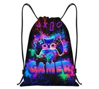Dei tkeyts Drawstring Bag with Gaming Design, Waterproof Swimming Bags for Kids, Lightweight Draw String Bag Gym, Large Capacity Gym Backpack for Swim, Sports & Travel