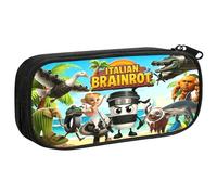 Dei tkeyts Italian Brainrot Pencil Case, Large Capacity Zippers Pencil Case with Compartments, Cartoons Marker Bags Storage Holder, Brain Rot Stationery for Fans Students