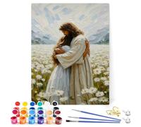 Dei tkeyts Jesus Hugging Woman Paint by Numbers for Adults, Christian Jesus Paint by Number Kits on Canvas, DIY Oil Painting Kits for Beginner, Healing Unframe Wall Art for Home Decor