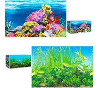 Dei tkeyts PVC Aquarium Background Decal, 62x30cm Fish Tank Background Pictures, Aquarium Background Self Adhesive for Saltwater Freshwater Fish Tanks, Ocean Ecology Underwater Theme