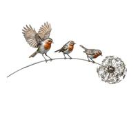 Dei tkeyts Robin Garden Stake, Metal Garden Ornaments with Dandelion Accent, Rustic Outdoor Decor for Garden, Lawn and Flower Bed, Memorial Robin Gifts for the Bereaved and Gardening Lovers